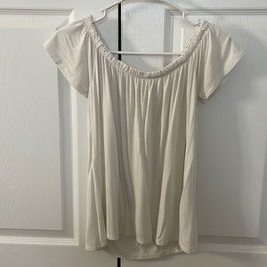 white Hollister off the shoulder shirt